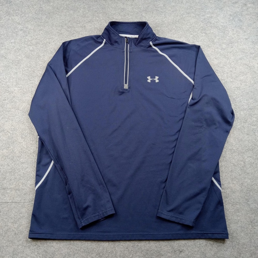 Under‎ Armour Mens L Blue 1/4 Zip Long Sleeve Athletic Running Top FW071000630